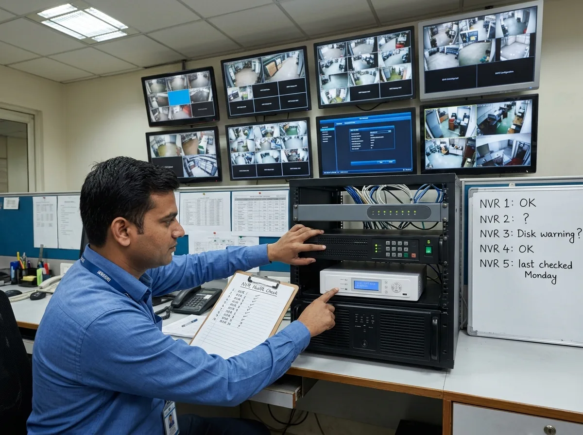 Silent NVR failure at Banco India before TentoVision on-premises VMS — no proactive health monitoring, no per-camera verification