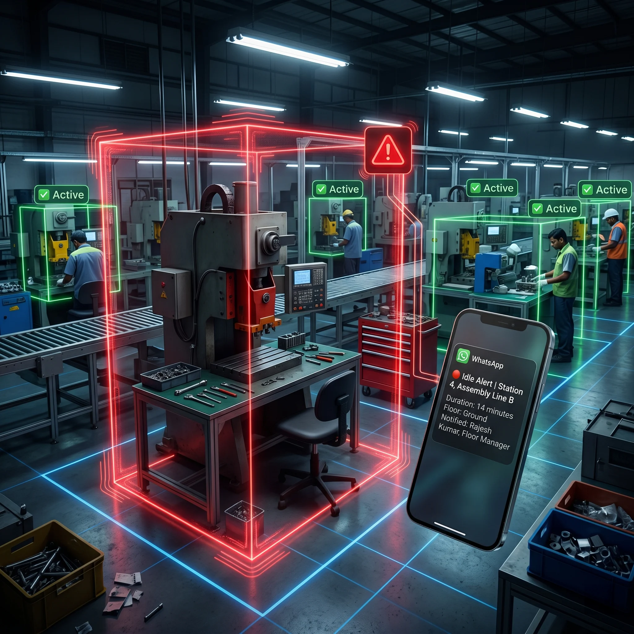 Tentovision idle time detection alert on an unattended workstation via CCTV