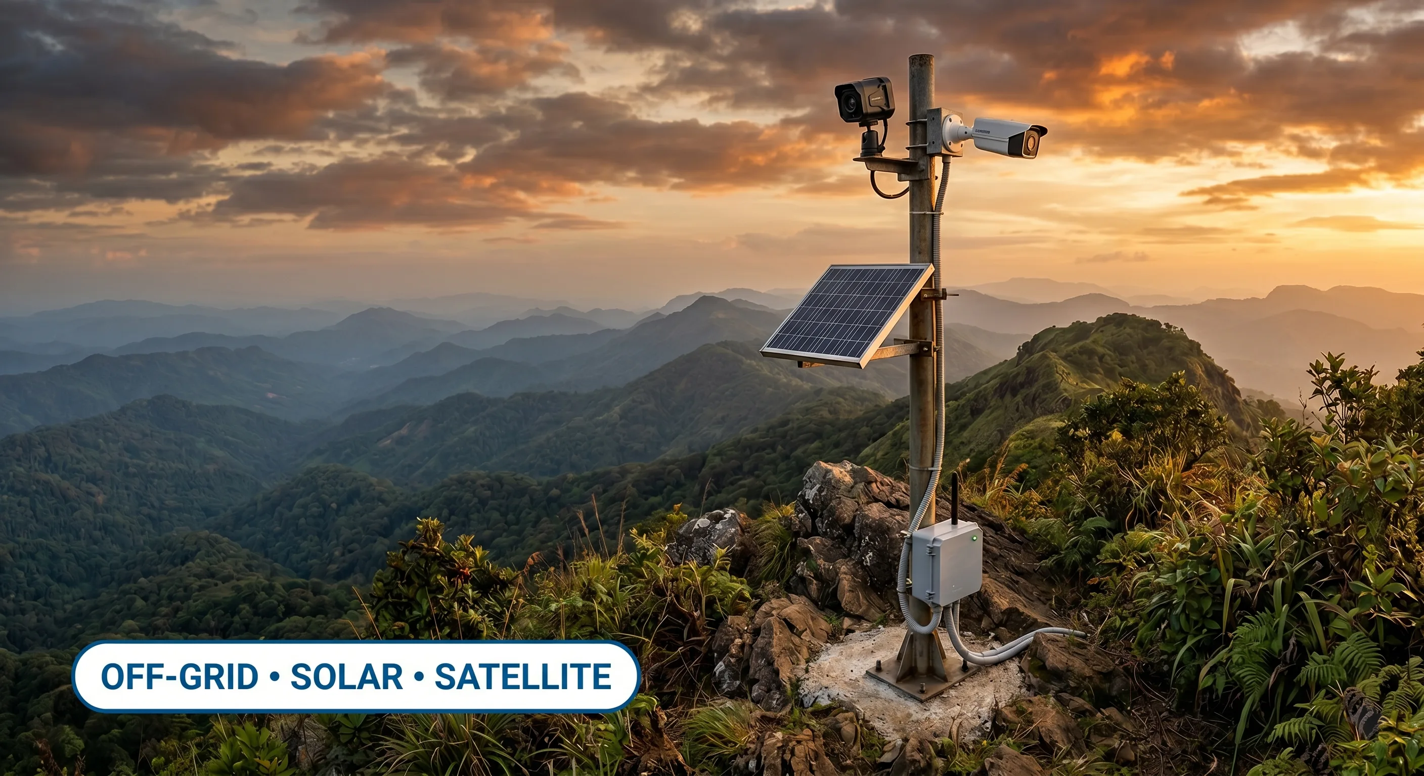 Rugged solar-powered edge AI wild animal detection station deployed in remote Indian forest terrain