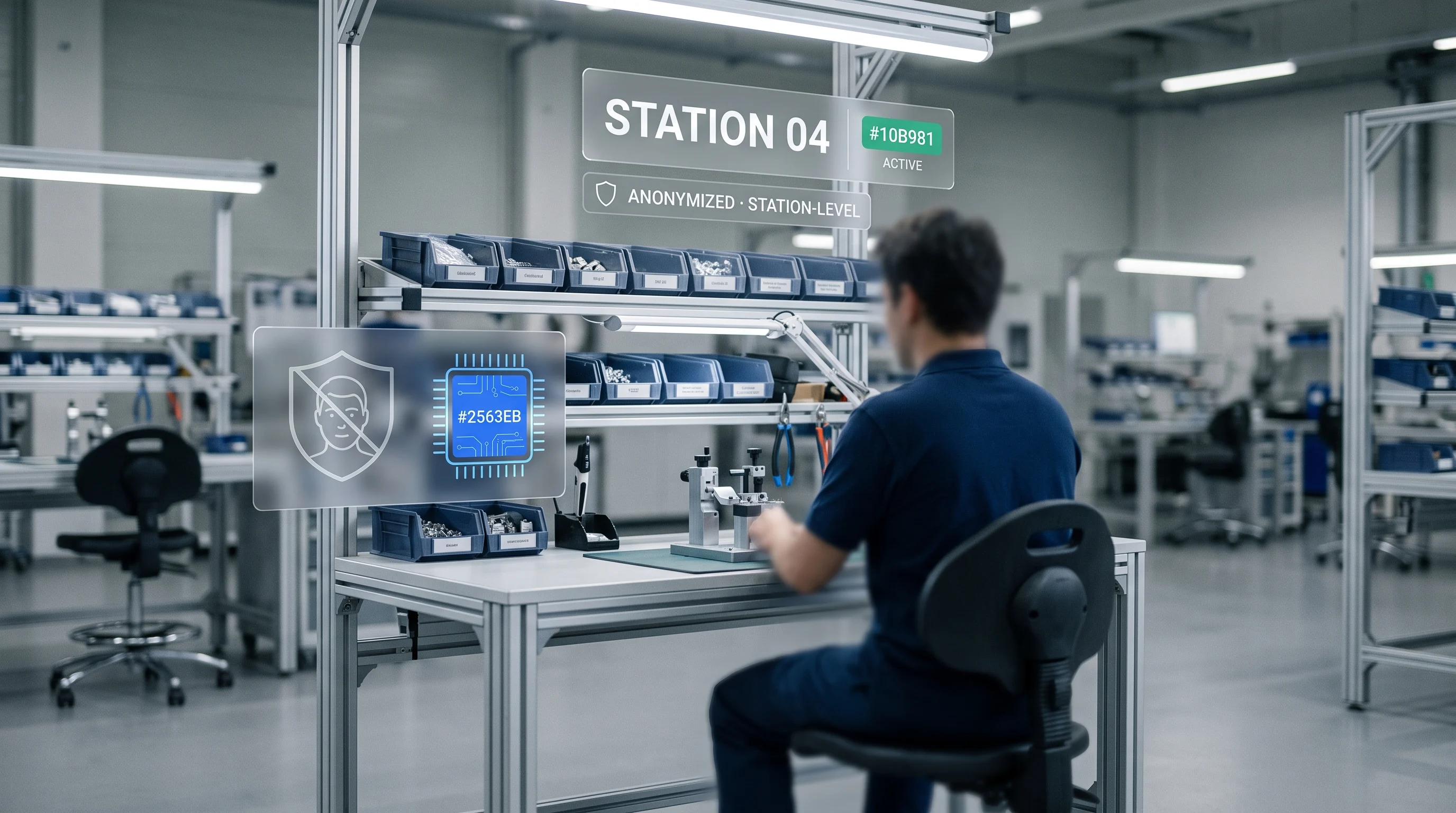 Privacy-first anonymized workstation analytics — activity status not identity, no facial recognition, edge-processed